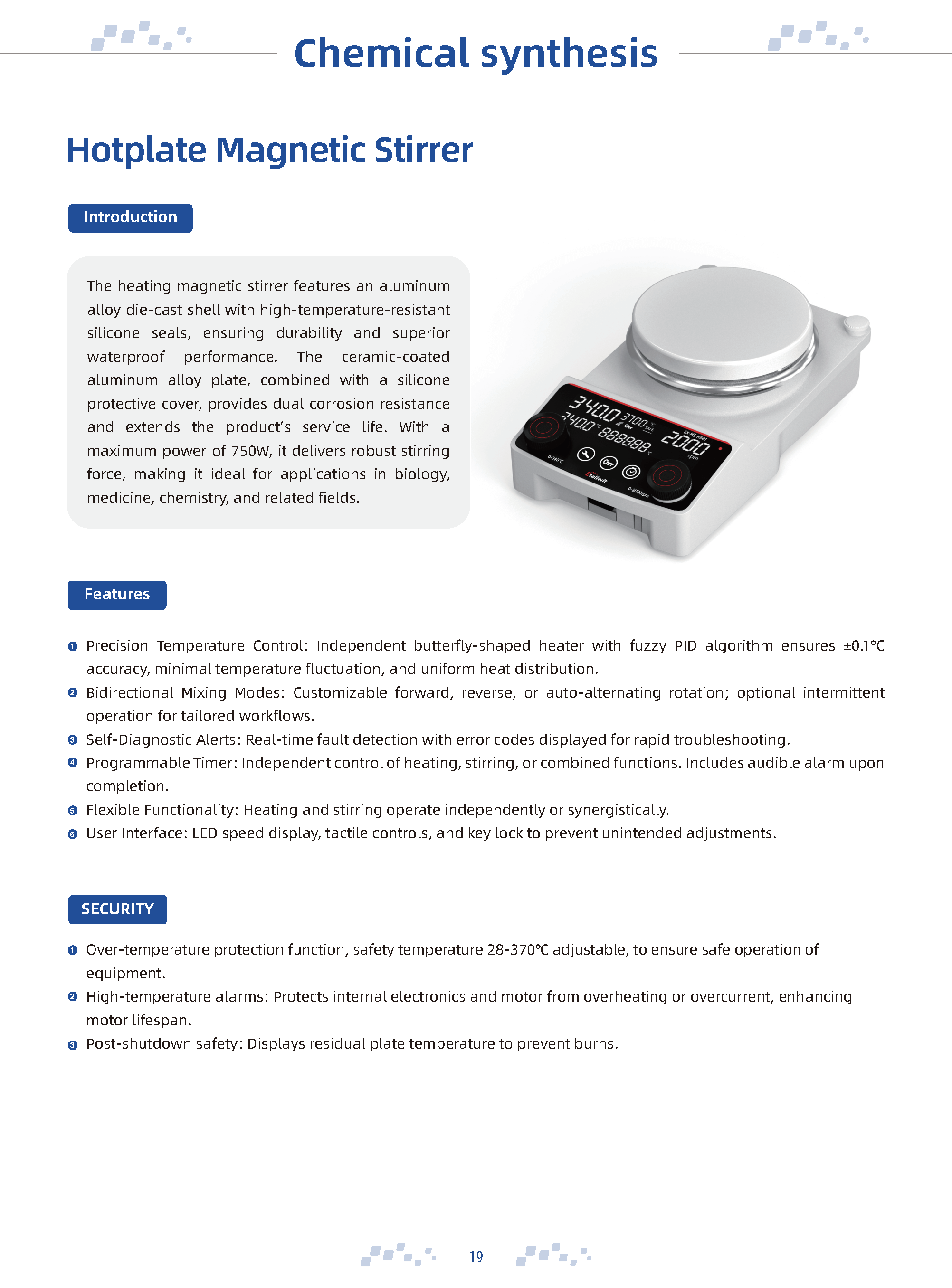 Etallwit EX-MS-H340 ET-MS-H340 Hotplate Magnetic Stirrer Description