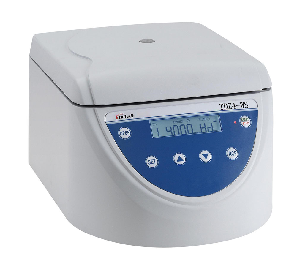 Front view of Etallwit benchtop low-speed centrifuge